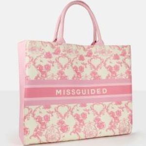 Missguided pink floral tote bag